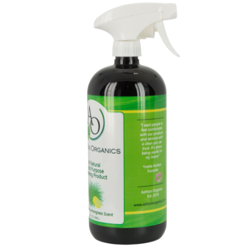 Lemongrass scented organic cleaning product, 32oz. side view